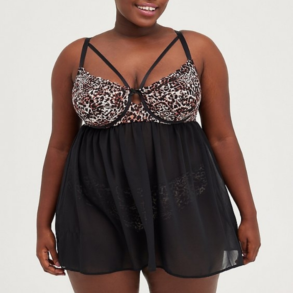 Torrid NWT size 2 Black and brown cheetah print babydoll